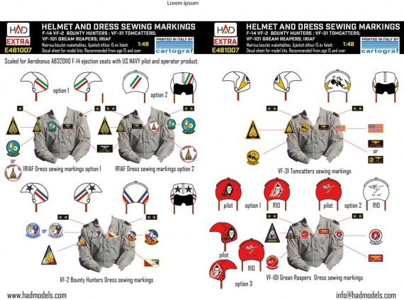 1/48 Grumman F-14 Tomcat patches VF-2 VF-101 VF-31