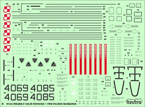 1/48 Polish F-16C/D Stencils