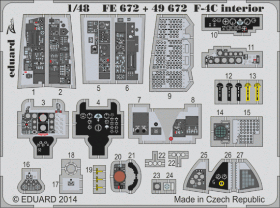 1/48 F-4C Interior Self Adhesive colour photoetched