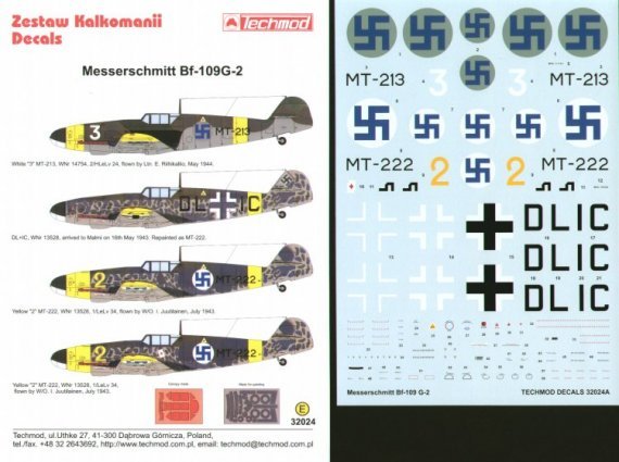 Techmod Decalcomanie Bf-109G-2 Servizio Finlandese 1/32