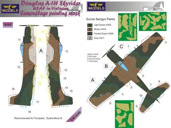 1/32 Mask Douglas A-1H Skyrider Camouflage painting