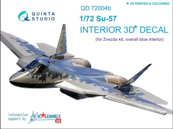 1/72 Sukhoi Su-57 Frazor 3D-Printed & coloured Interior on decal