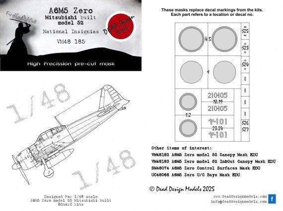 1/48 Mitsubishi A6M5 model 52 Mitsubishi National Insignia mask