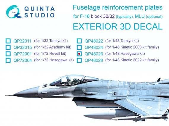 1/48 F-16 block 30/32 reinforcement plates for Hasegawa