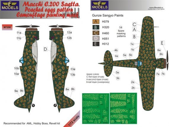 1/72 Macchi C.200 Saetta Poached eggs pattern Camouflage masks