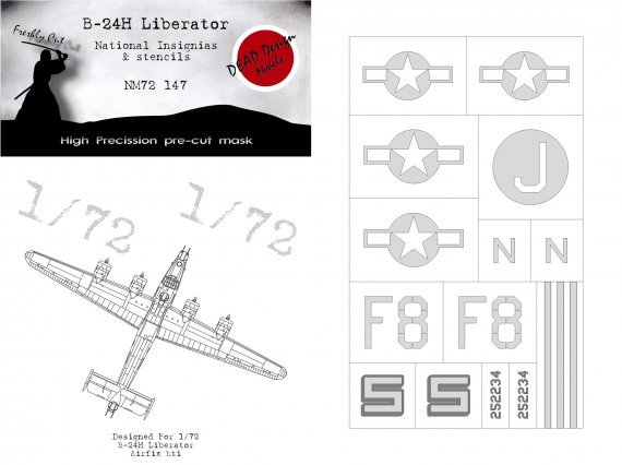1/72 B-24H Liberator National Insignia mask for Airfix