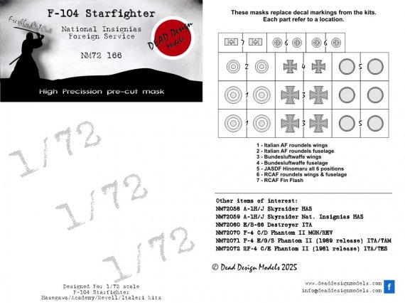 1/72 Lockheed F-104 Starfighter National Insignia Foreign mask f