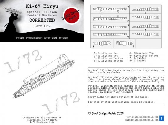 1/72 Mitsubishi Ki-67 Hiryu Control masks
