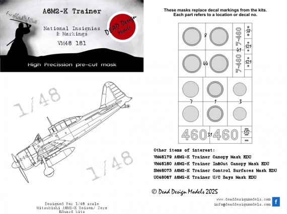 1/48 Mitsubishi A6M2-K Zero Reisen National Insignias for Eduard