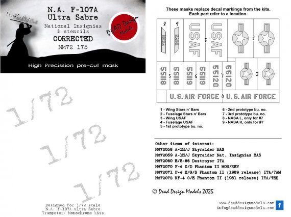 1/72 North-American F-107 Ultra Sabre National Insignia mask