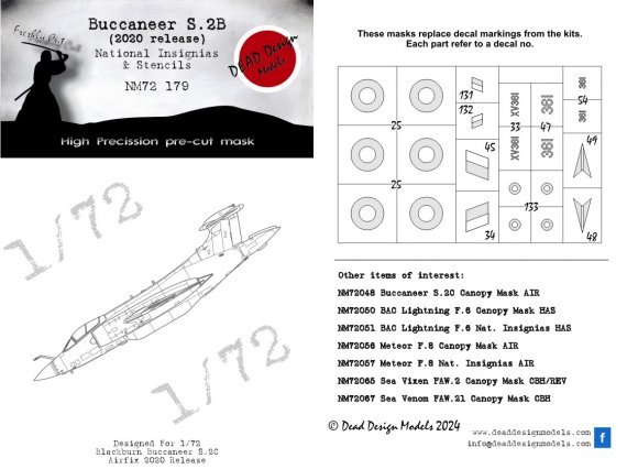1/72 Blackburn Buccaneer S.2B national insignia mask for Airfix