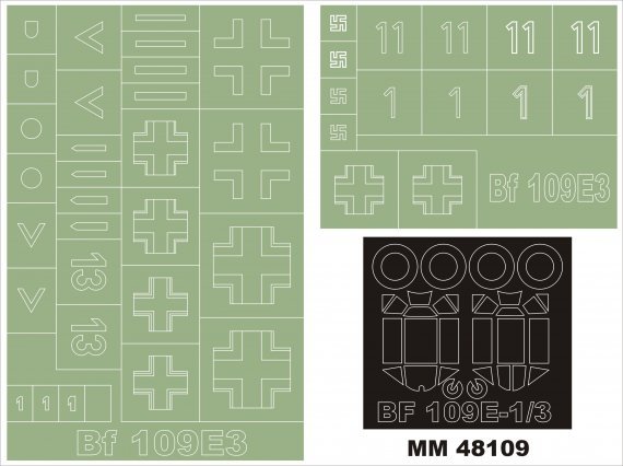 Montex 1/48 Bf-109E-3 Canopy Frame Paint Masks