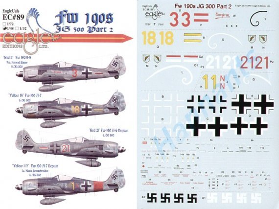 Eagle Cal D�cals Focke-Wulf Fw-190A JG 300 1/48
