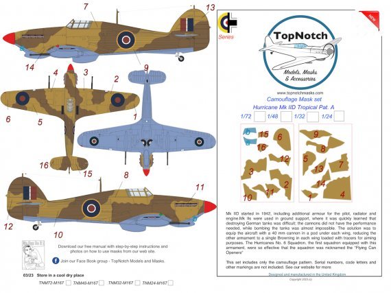 1/24 Hawker Hurricane Mk.IID Tropical A Camouflage paint masks