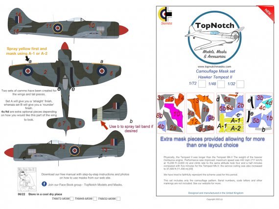 1/32 Hawker Tempest Mk.II camouflage pattern paint mask
