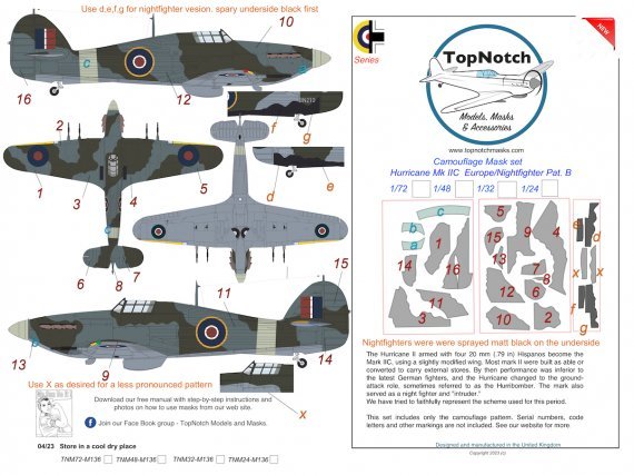 1/32 Hawker Hurricane Mk.IIC/Nightfighter Europe B Camouflage