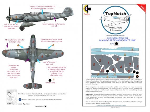 1/35 Bf-109G-6 Regensburg/MTT camouflage paint mask