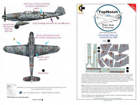 1/35 Messerschmitt Bf-109G-6 Erla camouflage pattern paint masks