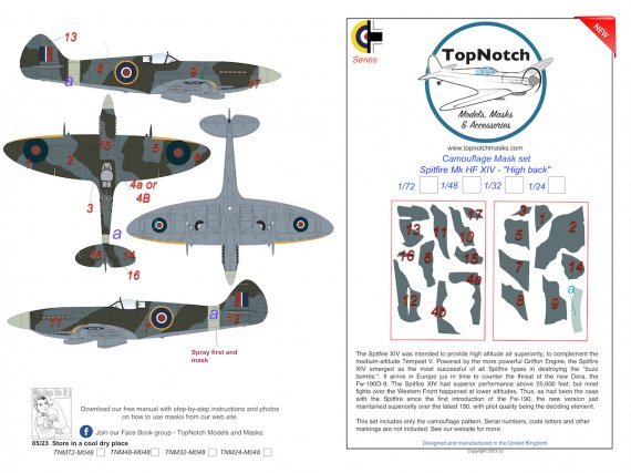 1/48 Spitfire Mk.XIV Highback Griffon engine camouflage pattern