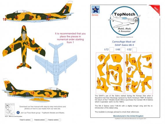 1/48 Saaf North-American Sabre Mk.6 camouflage pattern mask