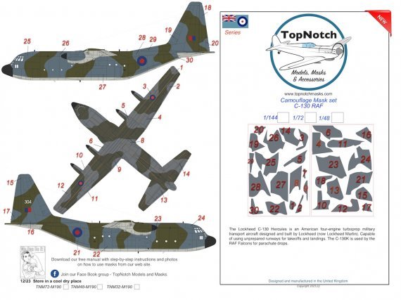 1/48 Lockheed C-130 Hercules Raf Camouflage paint mask
