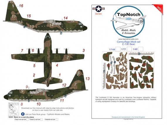 1/48 Lockheed C-130 Hercules Usaaf Seac Camouflage paint mask