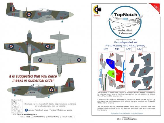 1/72 North-American P-51D Mustang PD-L No 303 camouflage pattern