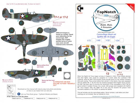 1/72 Supermarine Spitfire Mk.Vb Eagle camouflage paint masks