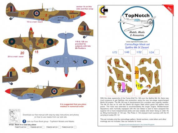 1/72 Supermarine Spitfire Mk.IX Desert paint mask