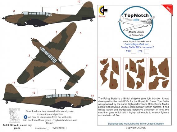 1/72 Fairley Battle Mk.I scheme 2 for Airfix, Frrom-Azur and Mpm