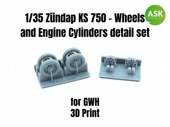 1/35 Zundap Ks 750 wheels and cylinders for Great Wall Hobby