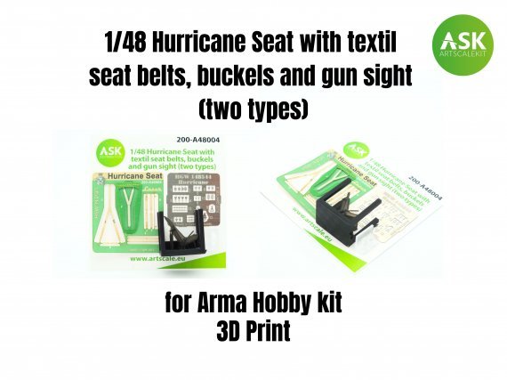 1/48 Hurricane Mk.IIc Seat with seat belts, buckels, gun sight