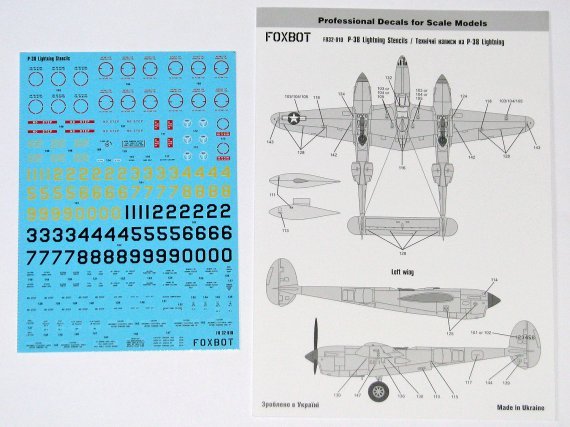 1/32 Stencils for Lockheed P-38 Lightning