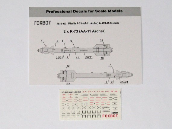 1/32 Stencils for Missile R-73 & APU-73