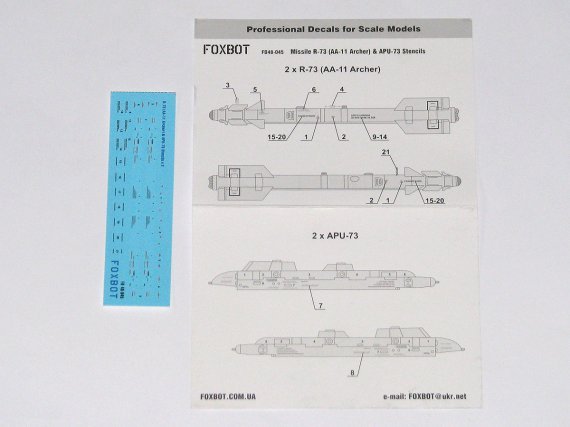 1/48 Stencils for Soviet Missile R-73 & APU-73