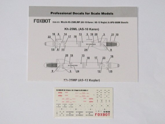 1/48 Stencils for Missile Kh-25ML/MP & APU-68UM