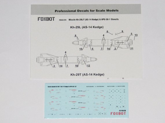 1/48 Missile Kh-29L/T and APU-58-1 Stencils