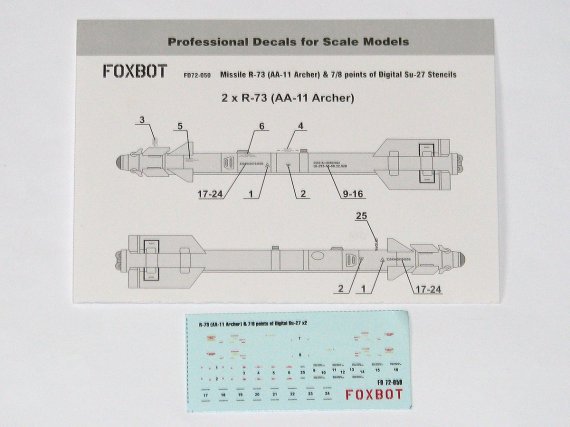 1/72 Soviet Missile R-73 & 7/8 points of Digital Su-27 Stencils