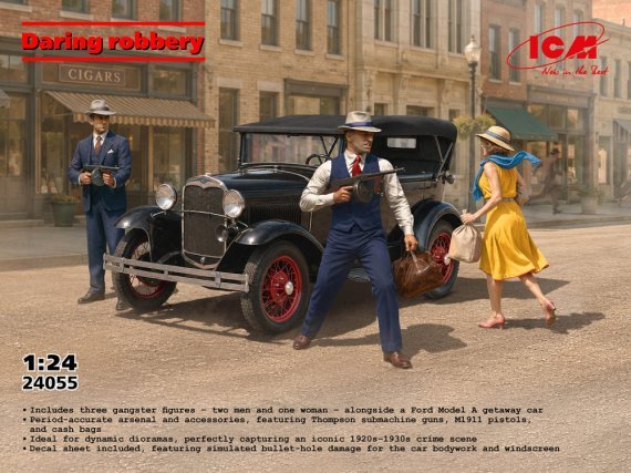 ICM 1/24 Ford Model A Daring Robbery avec 3 figurines