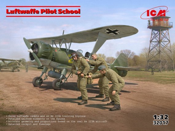 ICM Hs 123A Luftwaffe Pilot School 1/32 avec 3 figurines