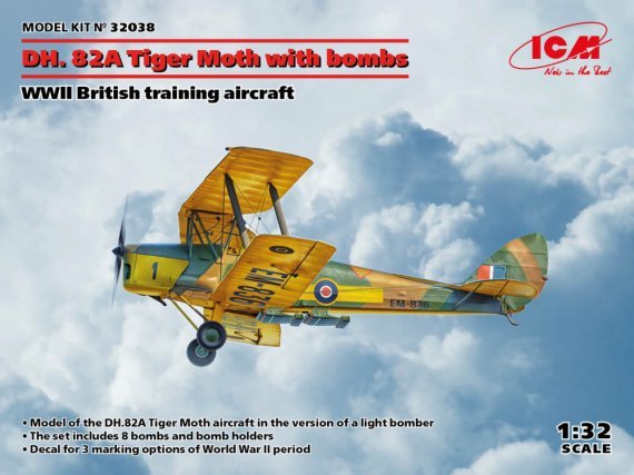 1/32 DH.82A Tiger Moth with bombs British Trainer