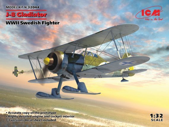 1/32 J-8 Gladiator Swedish WWII Fighter