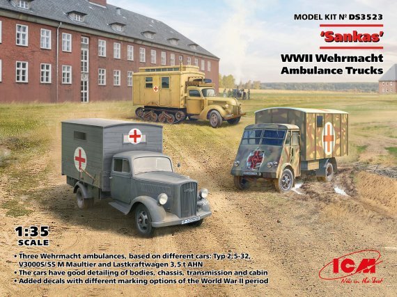 1/35 Wehrmacht WWII Ambulance Trucks, 3 kits