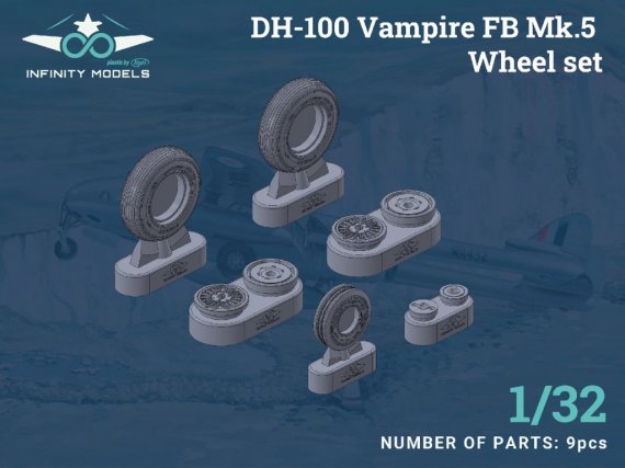 1/32 Wheel set de Havilland DH-100 Vampire Mk.5