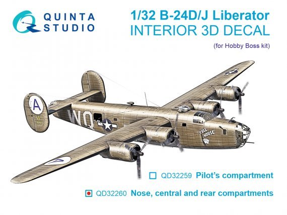 1/32 B-24D/B-24J Liberator Central & Rear Compartment Hobby Boss
