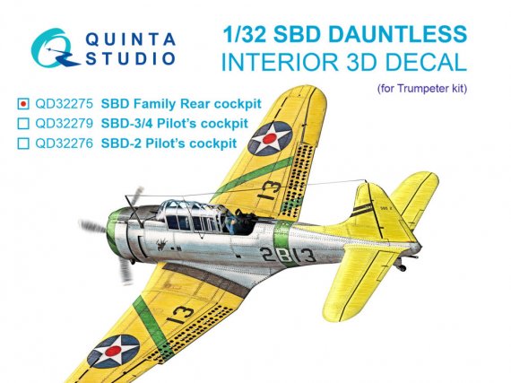 Quinta Studio SBD Dauntless Rear Cockpit Interior 1/32 Trumpeter