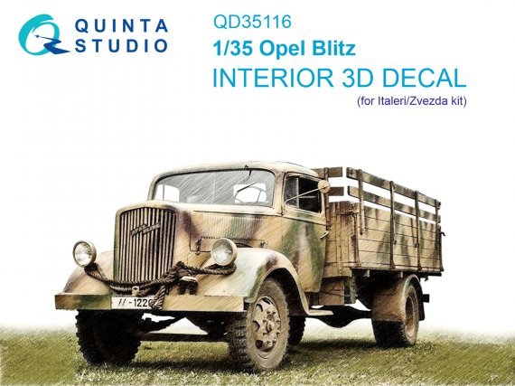 1/35 Opel Blitz Interior on decal paper for Italeri/Zvezda