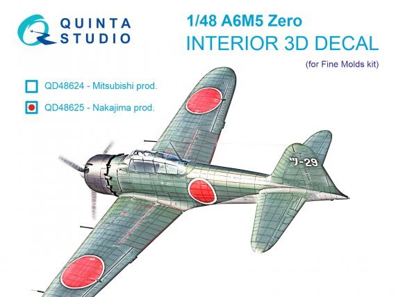 1/48 A6M5 Zero, Nakajima Prod 3D & color interior for Finemolds