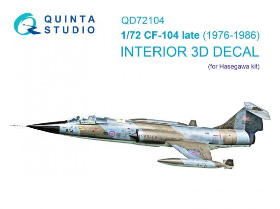 1/72 CF-104 late Interior on decal paper for Hasegawa