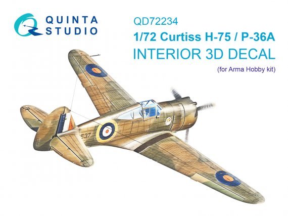 1/72 Curtiss H-75 Hawk/P-36A 3D & color interior for Arma Hobby